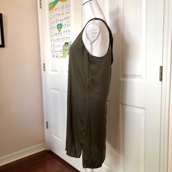 Trouve Olive Green Sleeveless Trapeze Shift Dress SZ S - Picture 2 of 9